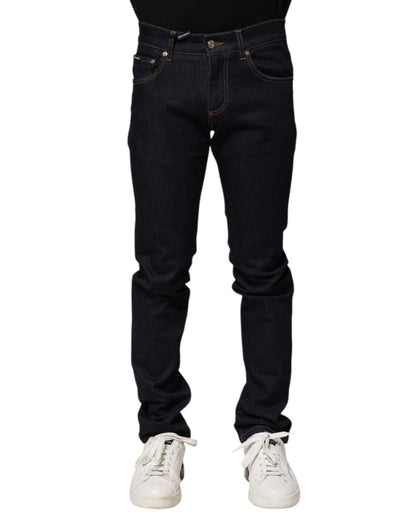Black Cotton Skinny Men Denim Jeans-Dolce & Gabbana-LabelTerrace.com