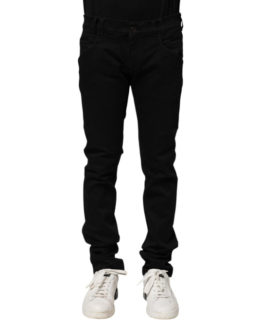 Black Cotton Skinny Men Denim Jeans-Dolce & Gabbana-LabelTerrace.com