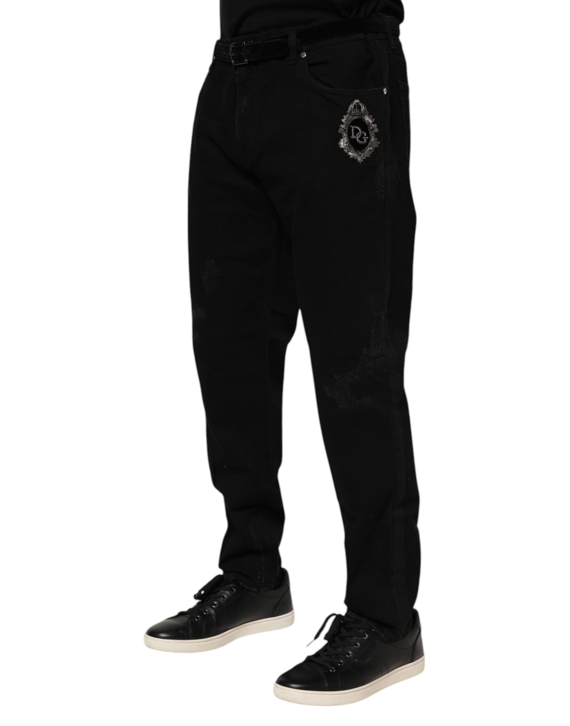 Black Cotton Skinny Men Denim Jeans-Dolce & Gabbana-LabelTerrace.com