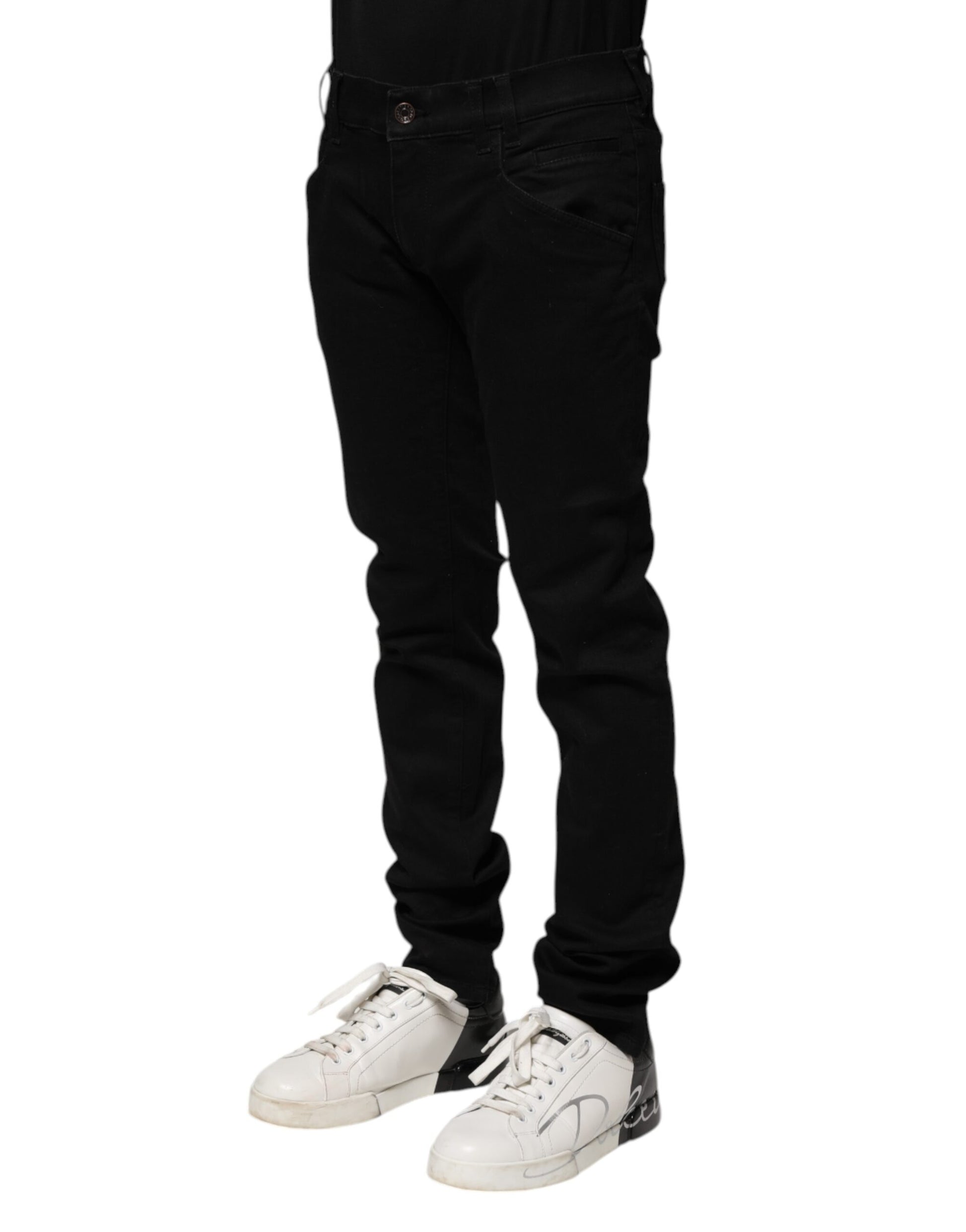 Black Cotton Skinny Men Denim Jeans-Dolce & Gabbana-LabelTerrace.com