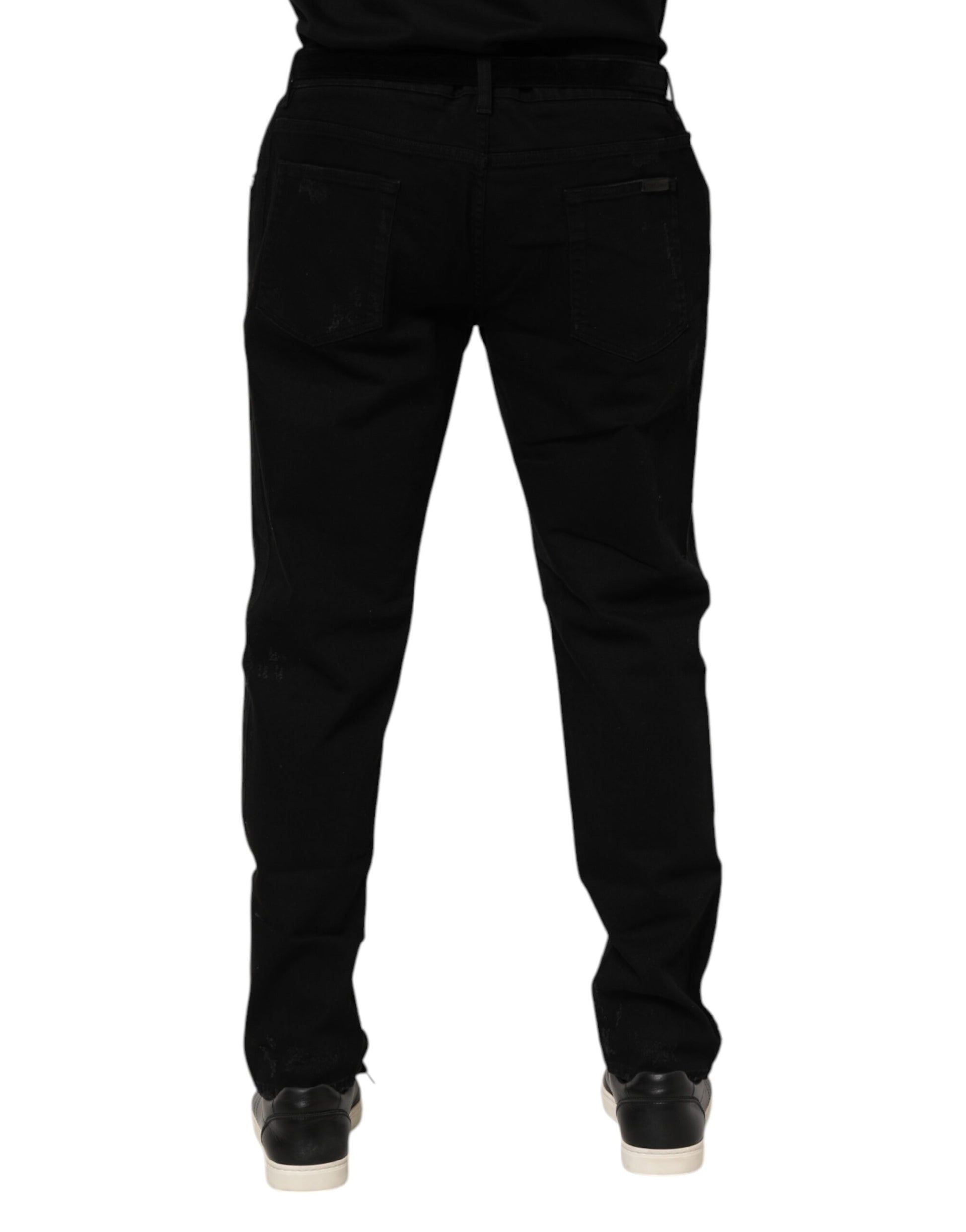 Black Cotton Skinny Men Denim Jeans-Dolce & Gabbana-LabelTerrace.com