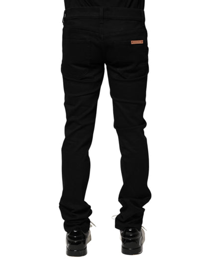 Black Cotton Skinny Men Denim Jeans-Dolce & Gabbana-LabelTerrace.com