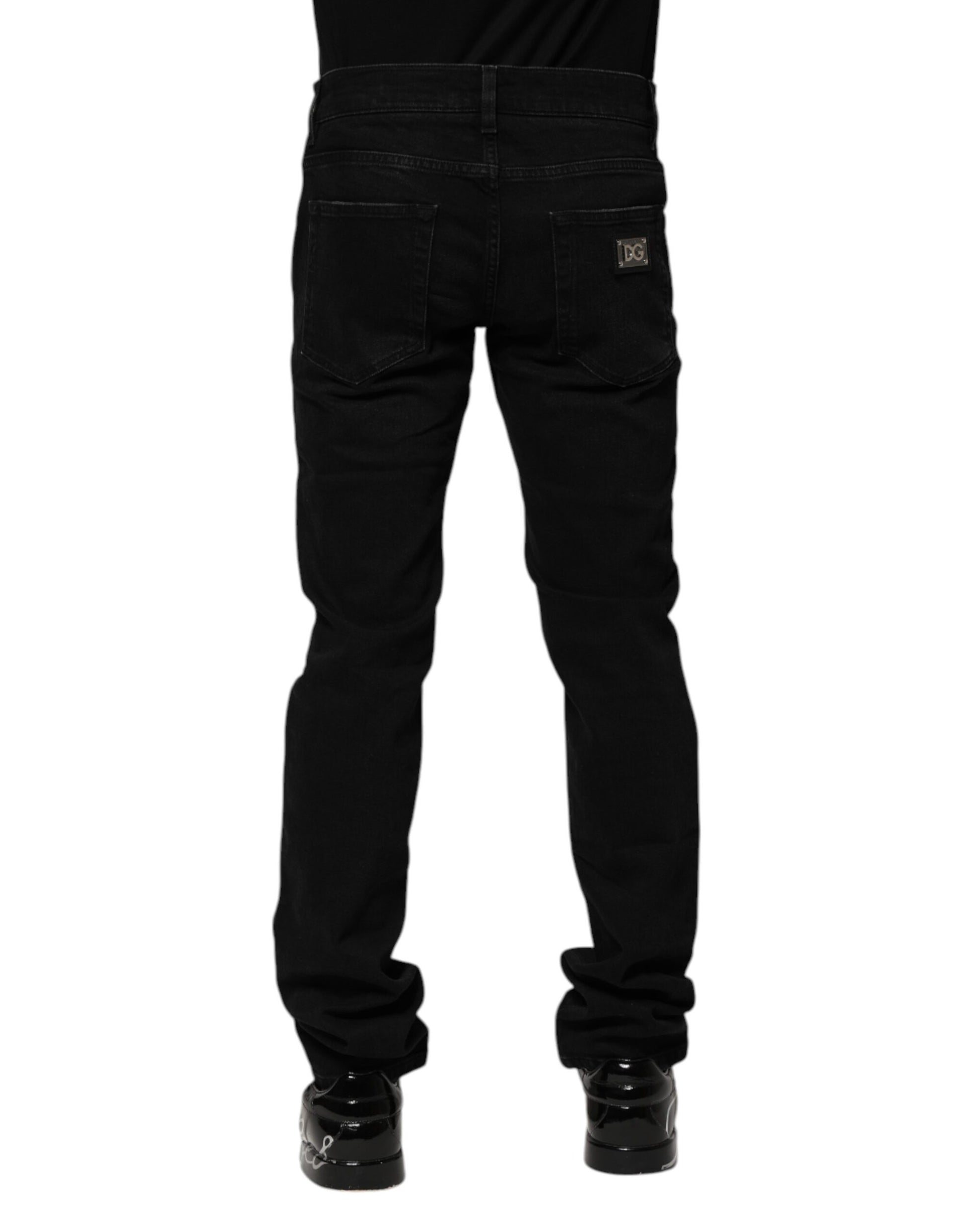 Black Cotton Skinny Men Denim Jeans-Dolce & Gabbana-LabelTerrace.com