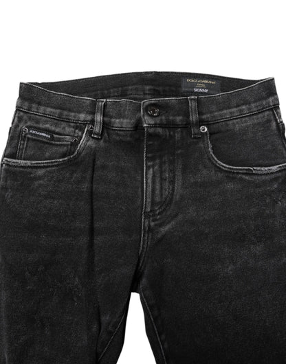Black Cotton Skinny Men Denim Jeans-Dolce & Gabbana-LabelTerrace.com
