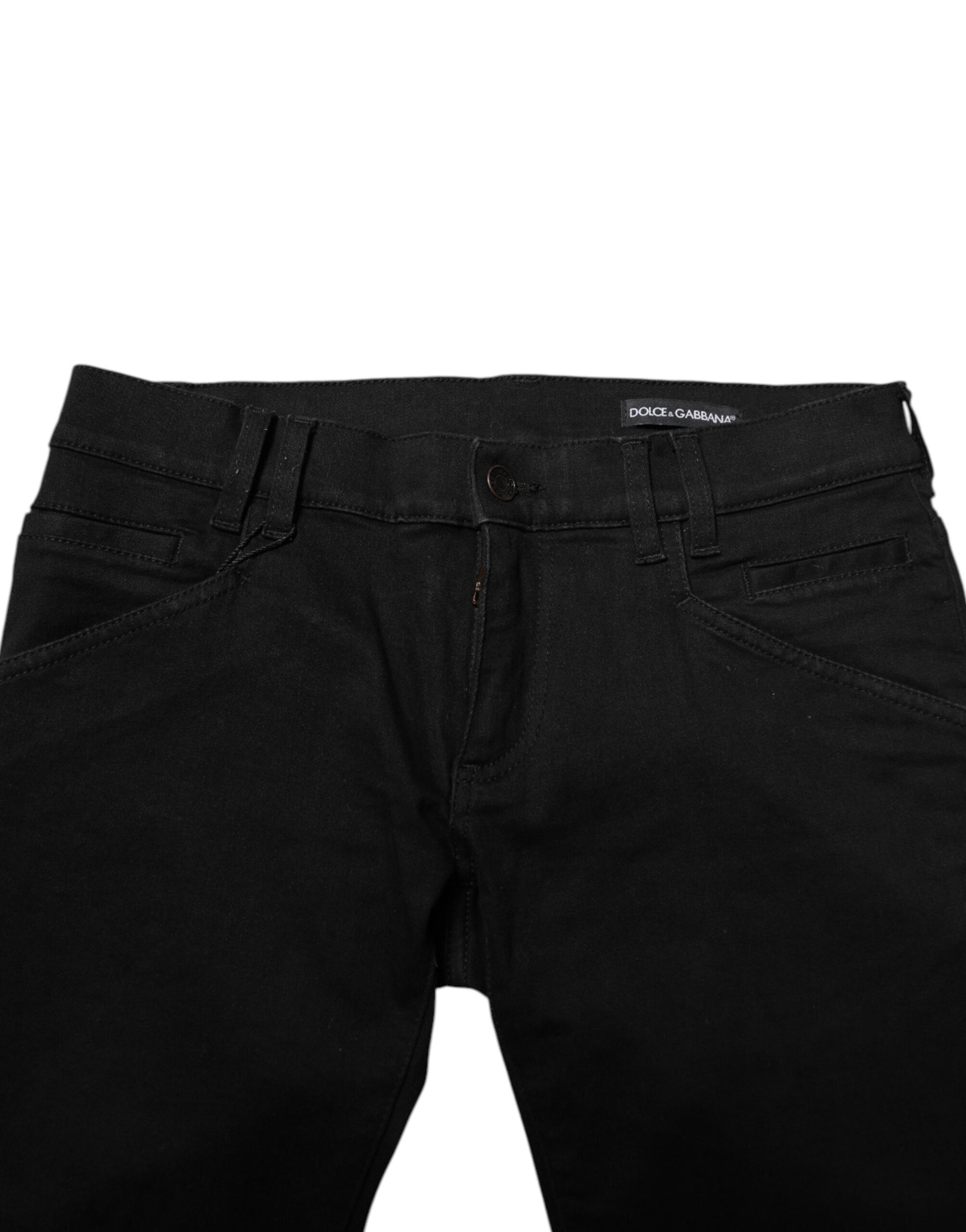 Black Cotton Skinny Men Denim Jeans-Dolce & Gabbana-LabelTerrace.com