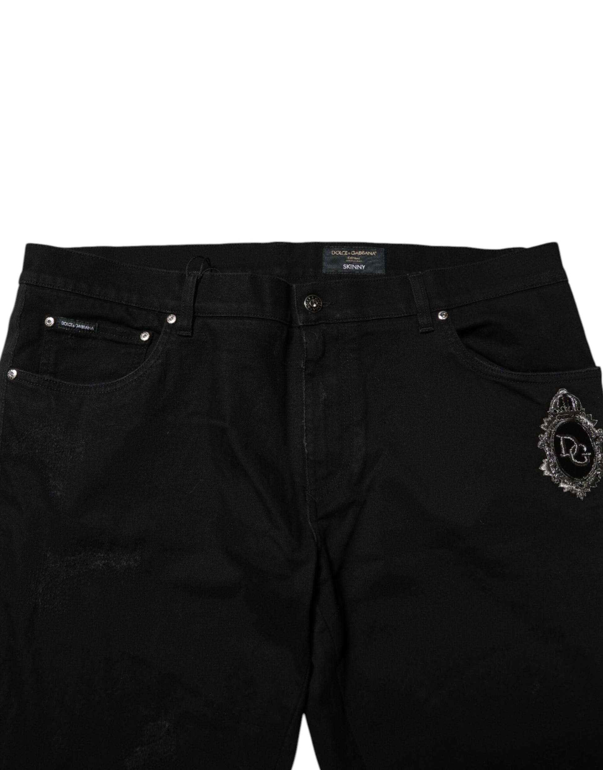 Black Cotton Skinny Men Denim Jeans-Dolce & Gabbana-LabelTerrace.com