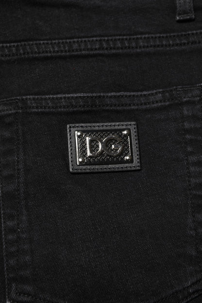 Black Cotton Skinny Men Denim Jeans-Dolce & Gabbana-LabelTerrace.com