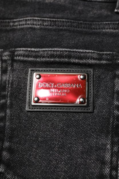 Black Cotton Skinny Men Denim Jeans-Dolce & Gabbana-LabelTerrace.com