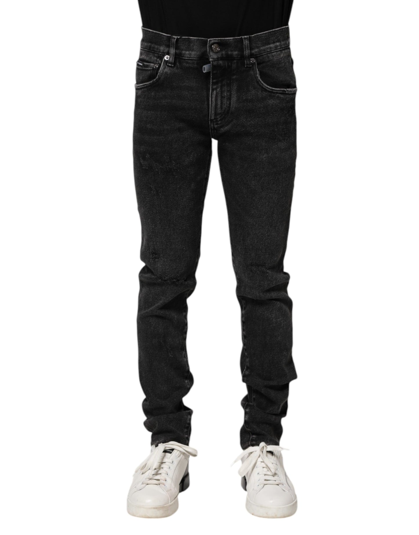 Black Cotton Skinny Men Denim Jeans-Dolce & Gabbana-LabelTerrace.com