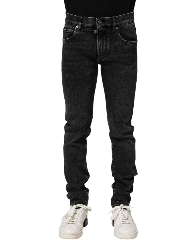 Black Cotton Skinny Men Denim Jeans-Dolce & Gabbana-LabelTerrace.com