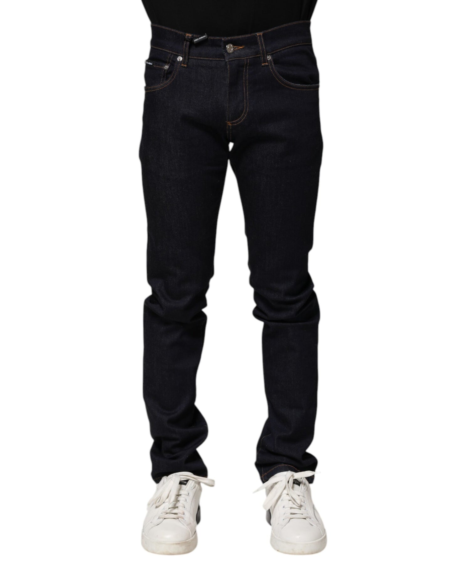 Black Cotton Skinny Men Denim Jeans-Dolce & Gabbana-LabelTerrace.com