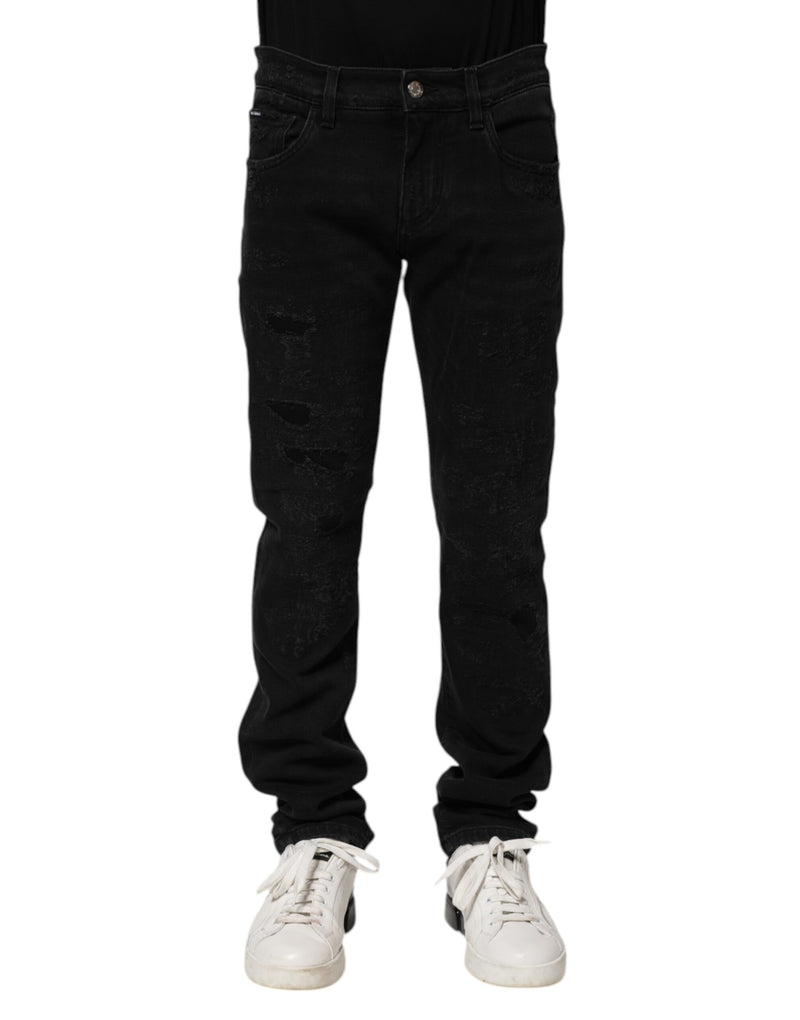Black Cotton Skinny Men Denim Jeans-Dolce & Gabbana-LabelTerrace.com