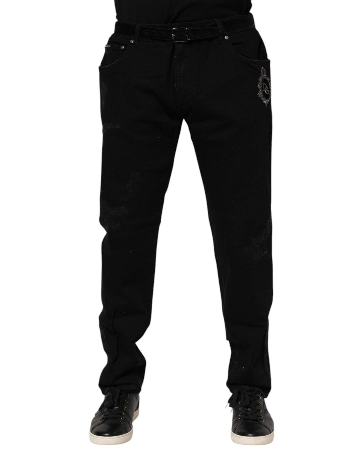 Black Cotton Skinny Men Denim Jeans-Dolce & Gabbana-LabelTerrace.com
