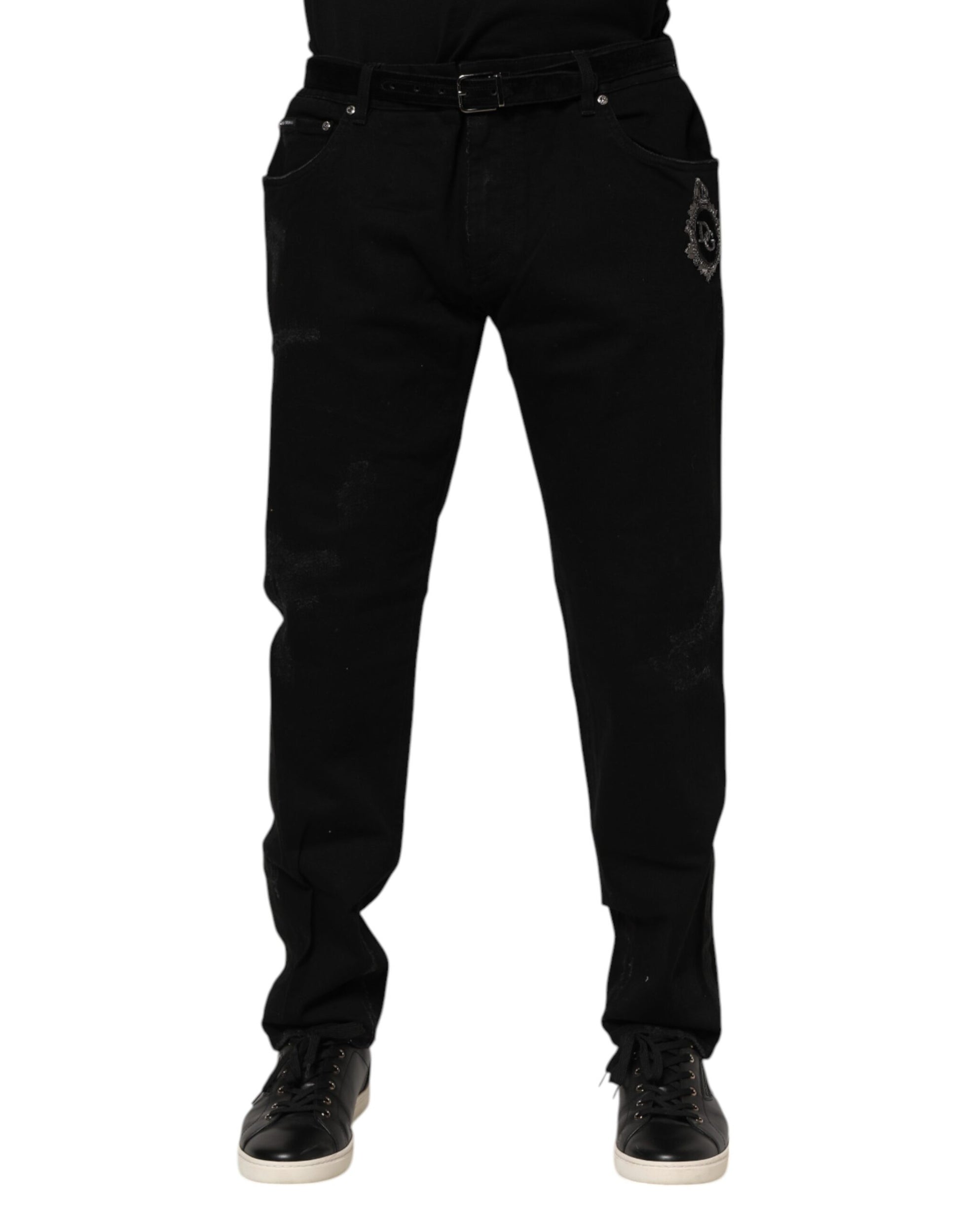 Black Cotton Skinny Men Denim Jeans-Dolce & Gabbana-LabelTerrace.com
