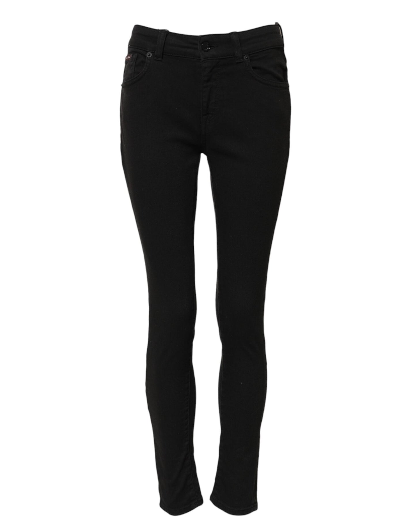 Black Cotton Skinny Mid Waist Denim Jeans-Dolce & Gabbana-LabelTerrace.com