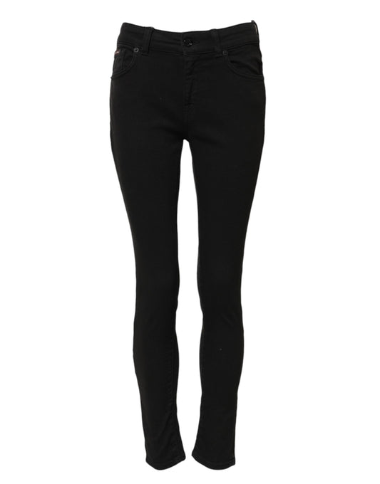 Black Cotton Skinny Mid Waist Denim Jeans-Dolce & Gabbana-LabelTerrace.com