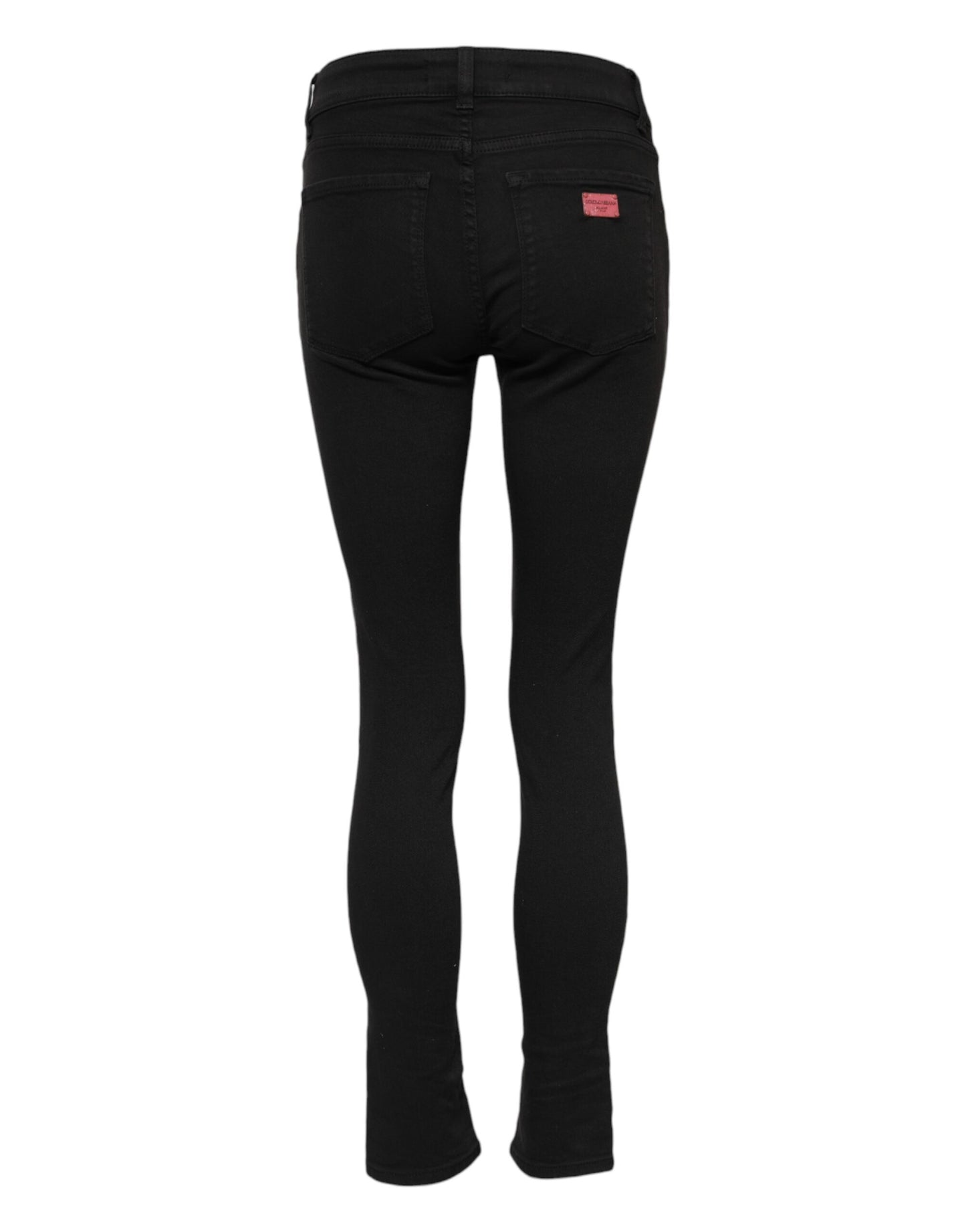 Black Cotton Skinny Mid Waist Denim Jeans-Dolce & Gabbana-LabelTerrace.com