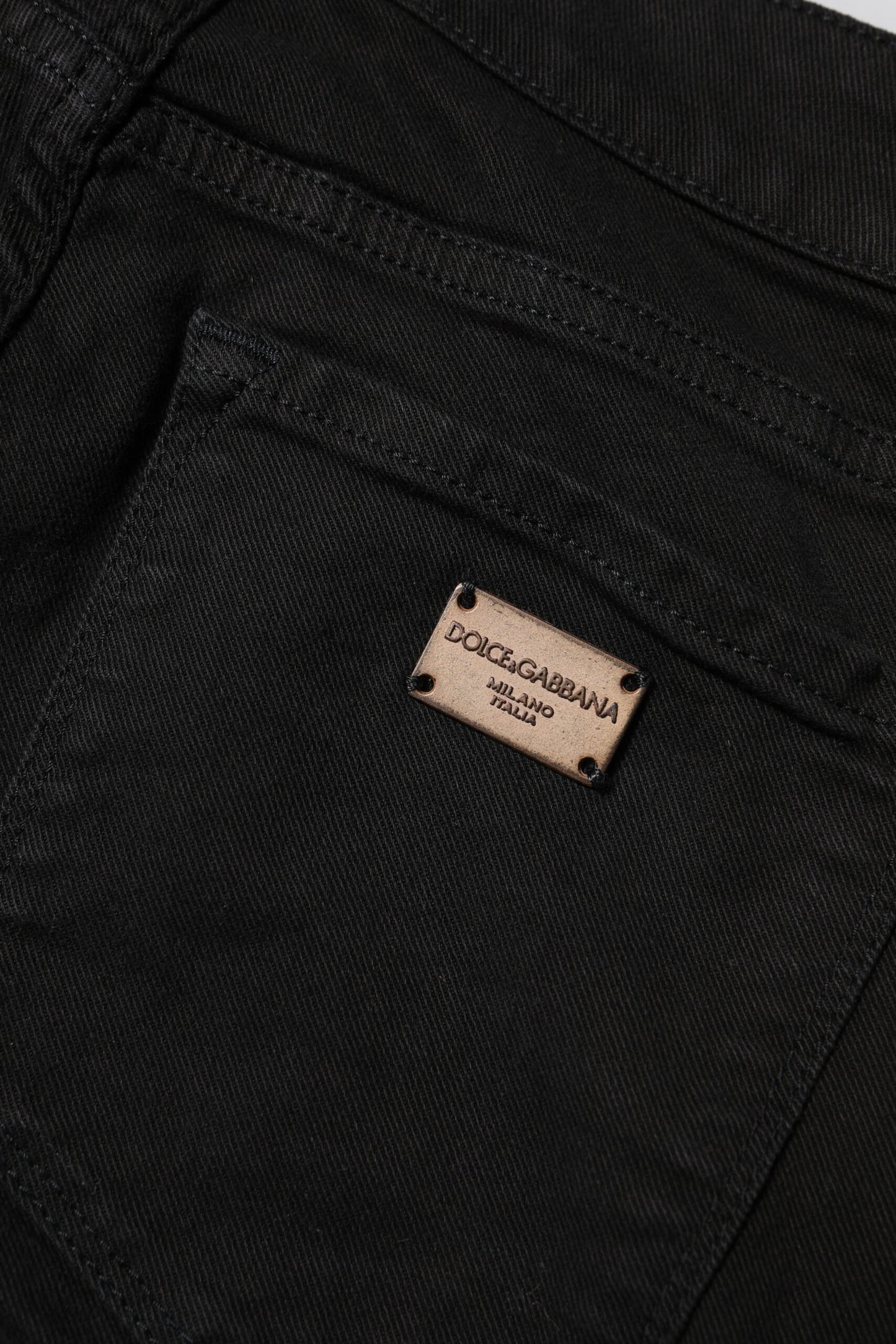 Black Cotton Skinny Mid Waist Denim Jeans-Dolce & Gabbana-LabelTerrace.com