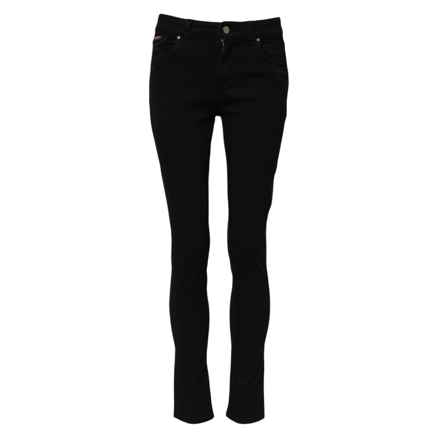 Black Cotton Skinny Mid Waist Denim Jeans-Dolce & Gabbana-LabelTerrace.com