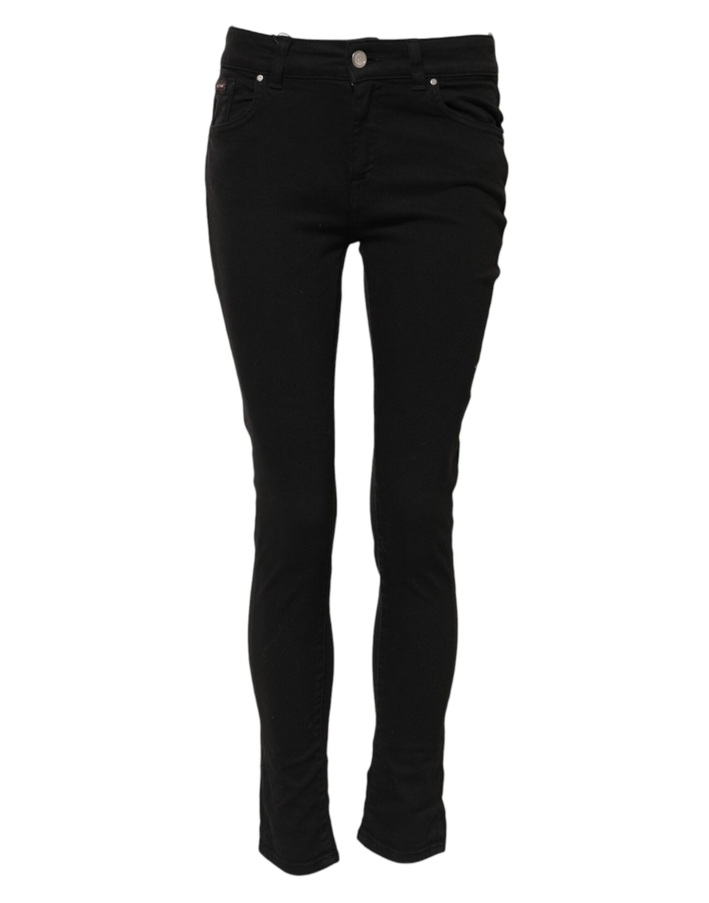 Black Cotton Skinny Mid Waist Denim Jeans-Dolce & Gabbana-LabelTerrace.com
