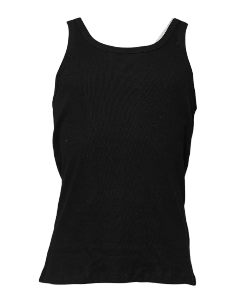 Black Cotton Sleeveless Underwear Tank T-shirt-Dolce & Gabbana-LabelTerrace.com