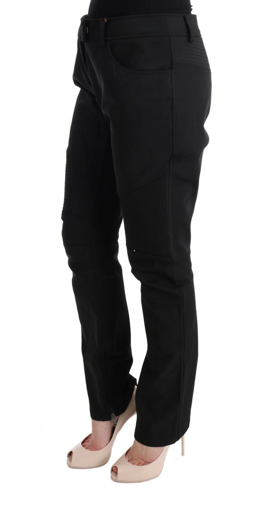 Black Cotton Slim Fit Casual Pants-Ermanno Scervino-LabelTerrace.com