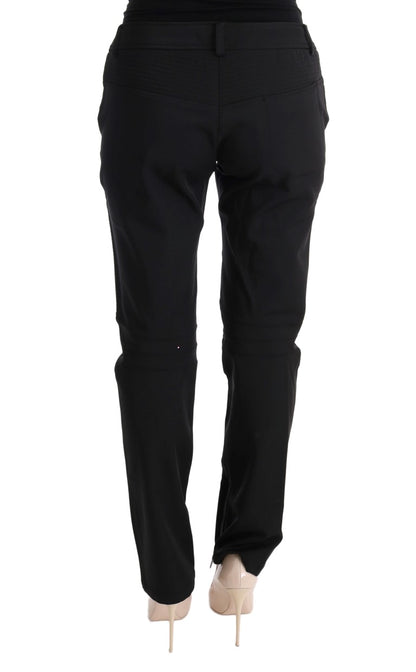 Black Cotton Slim Fit Casual Pants-Ermanno Scervino-LabelTerrace.com