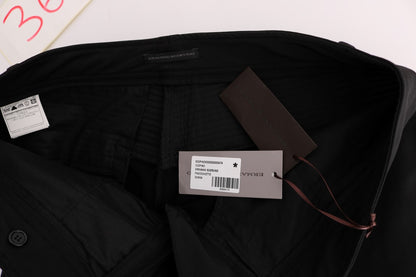 Black Cotton Slim Fit Casual Pants-Ermanno Scervino-LabelTerrace.com