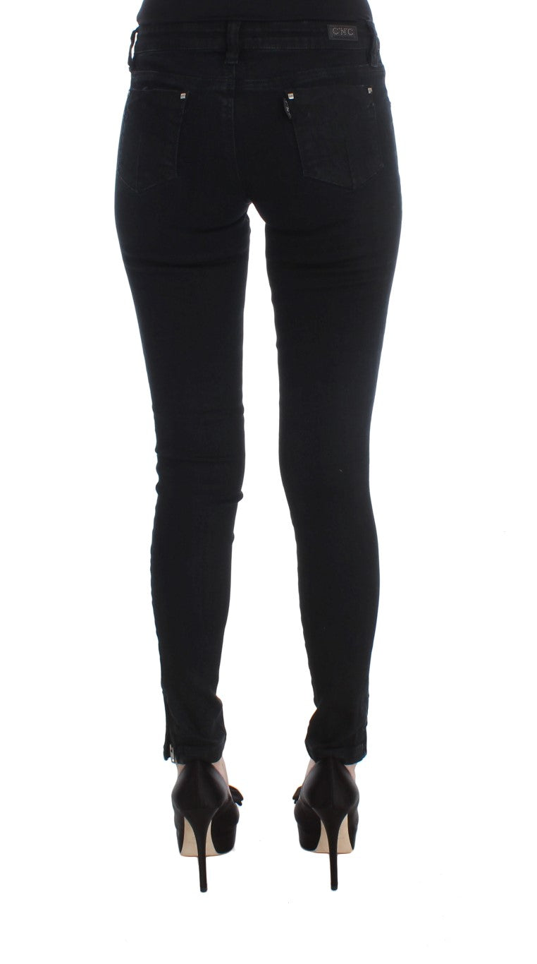 Black Cotton Slim Fit Denim Jeans-Costume National-LabelTerrace.com