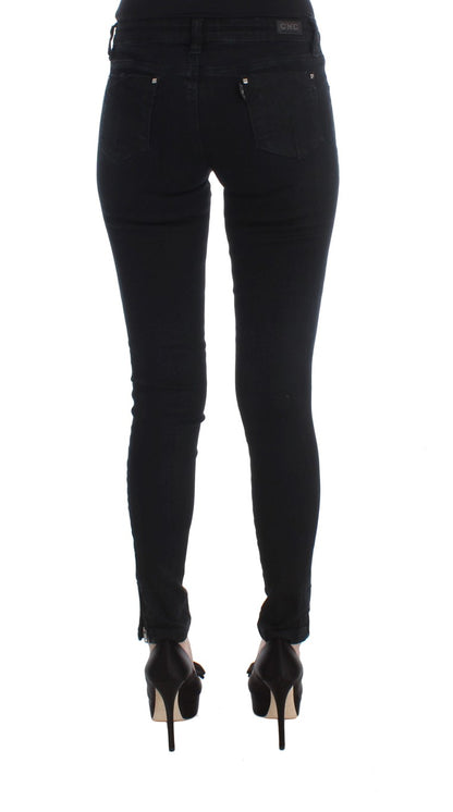 Black Cotton Slim Fit Denim Jeans-Costume National-LabelTerrace.com