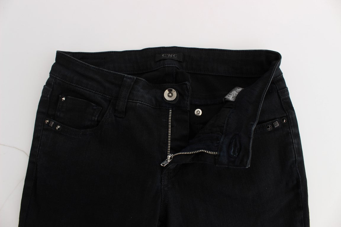 Black Cotton Slim Fit Denim Jeans-Costume National-LabelTerrace.com