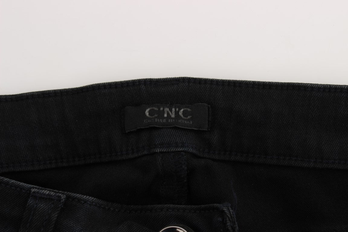 Black Cotton Slim Fit Denim Jeans-Costume National-LabelTerrace.com