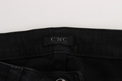 Black Cotton Slim Fit Denim Jeans-Costume National-LabelTerrace.com