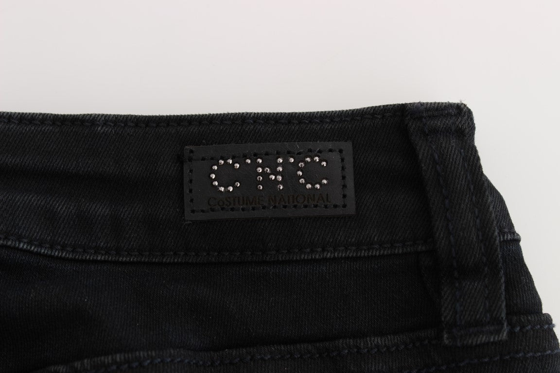 Black Cotton Slim Fit Denim Jeans-Costume National-LabelTerrace.com