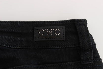 Black Cotton Slim Fit Denim Jeans-Costume National-LabelTerrace.com