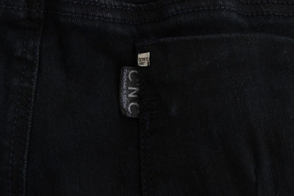 Black Cotton Slim Fit Denim Jeans-Costume National-LabelTerrace.com