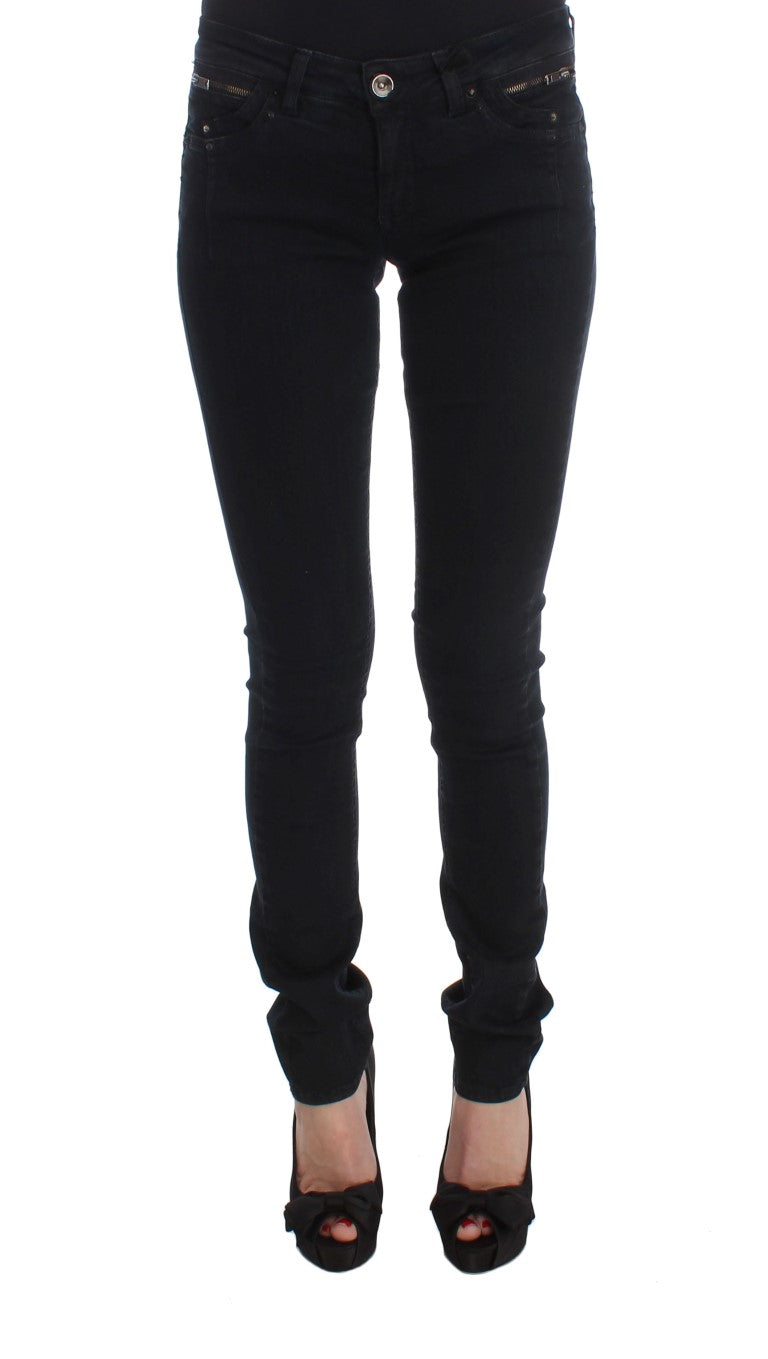 Black Cotton Slim Fit Denim Jeans-Costume National-LabelTerrace.com