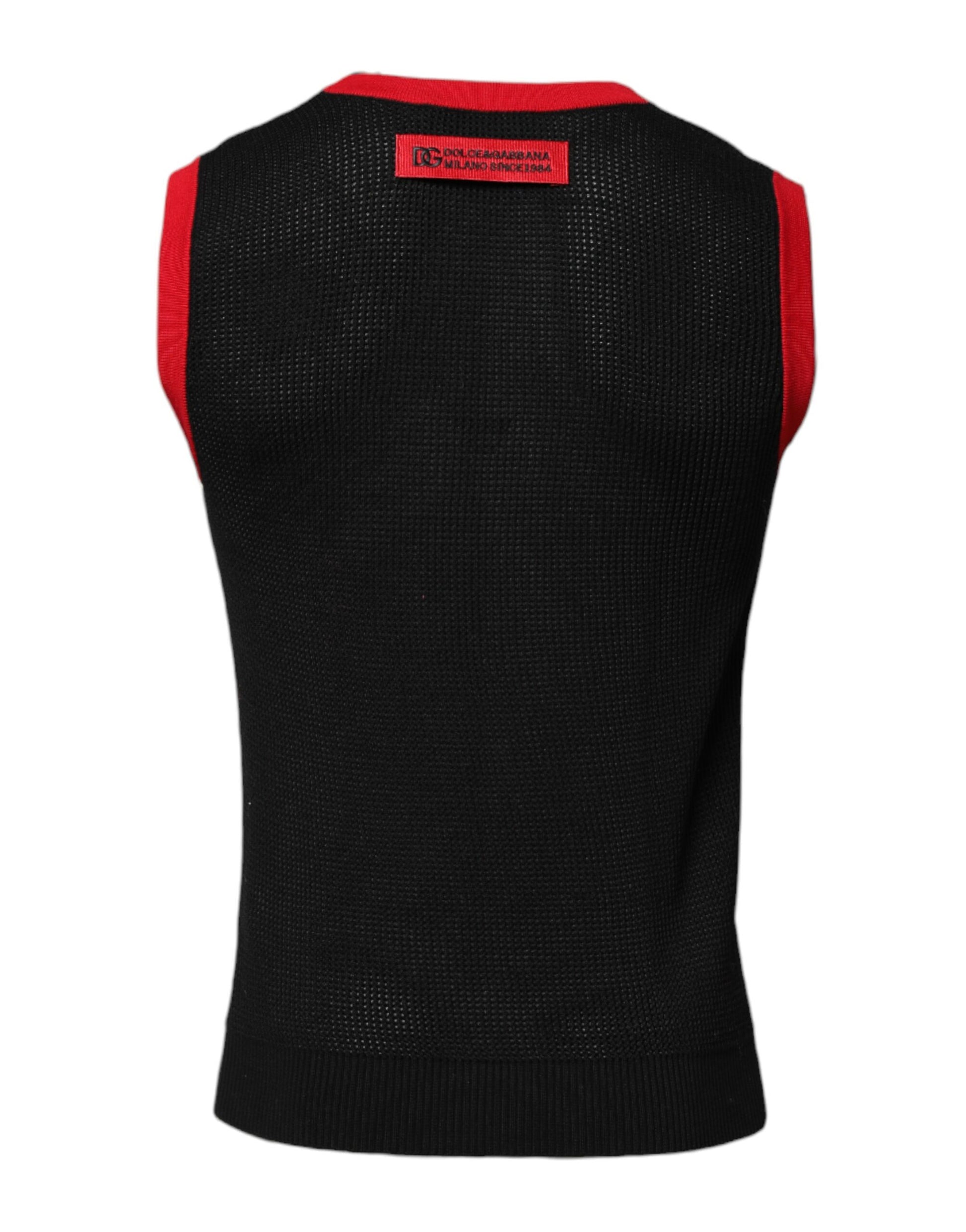 Black Cotton Slim Fit Round Neck T-shirt-Dolce & Gabbana-LabelTerrace.com