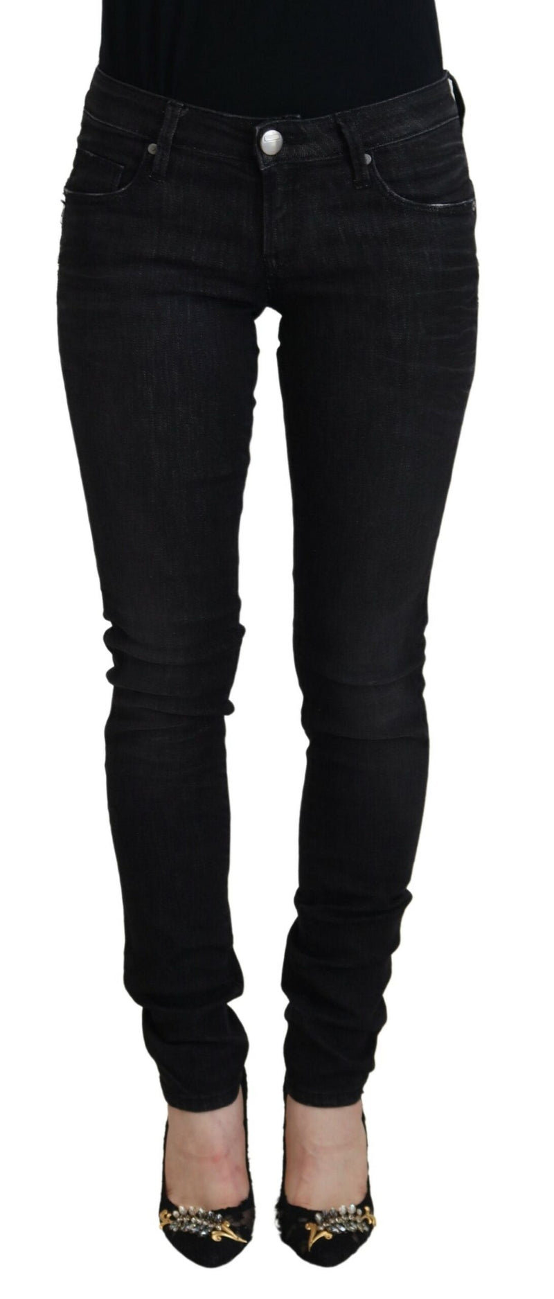 Black Cotton Slim Fit Women Casual Denim Jeans-Acht-LabelTerrace.com
