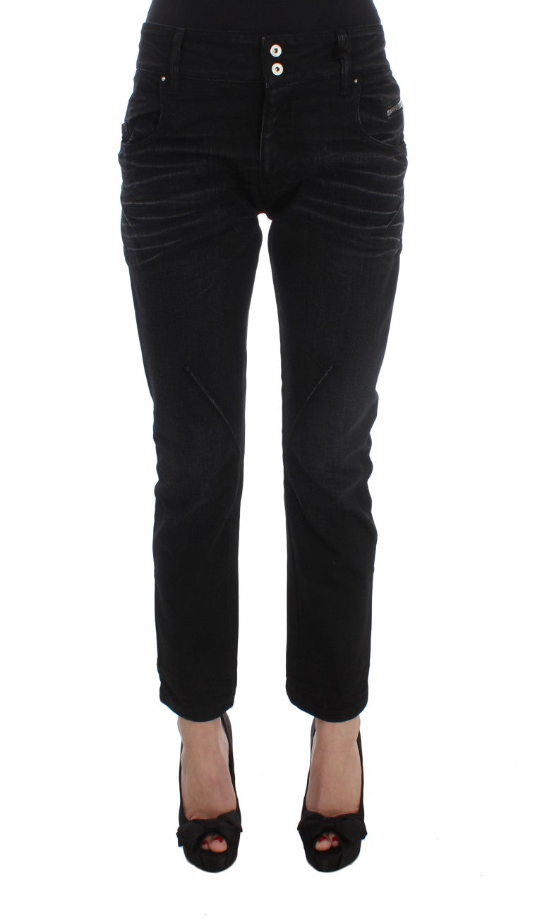 Black Cotton Slouchy Slims Fit Jeans-Costume National-LabelTerrace.com