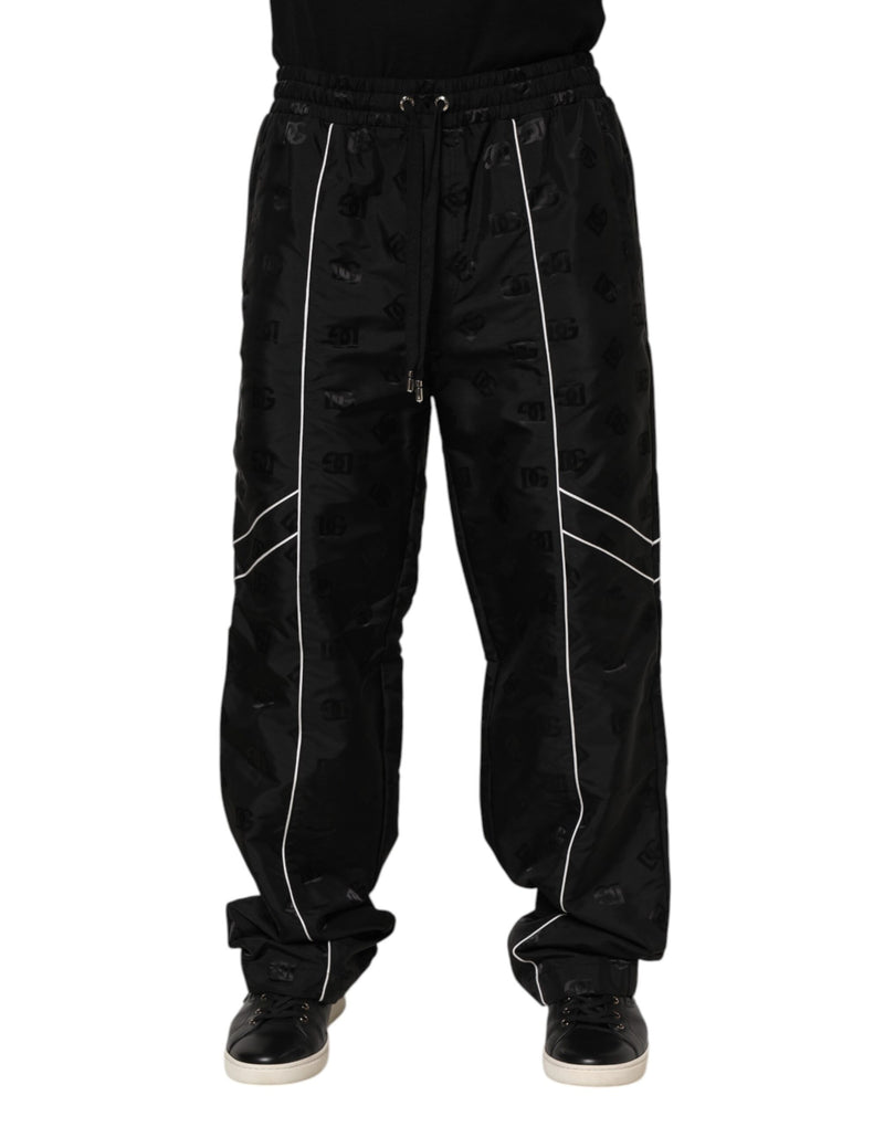 Black Cotton Straight Jogger Sweatpants Pants-Dolce & Gabbana-LabelTerrace.com