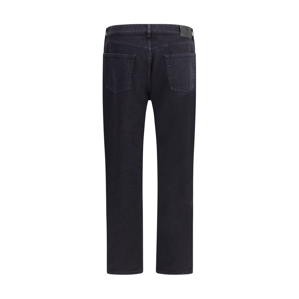 Black Cotton Straight-Leg Jeans