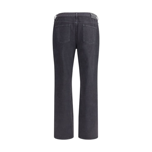 Black Cotton Straight-Leg Jeans