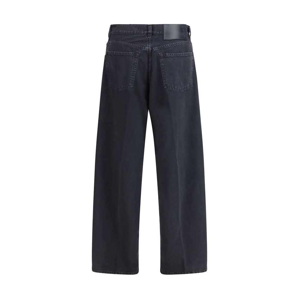 Black Cotton Straight-Leg Jeans