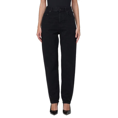 Black Cotton Straight-Leg Jeans