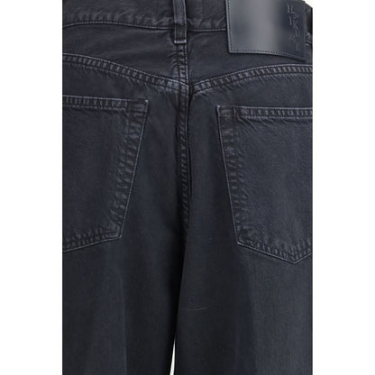 Black Cotton Straight-Leg Jeans