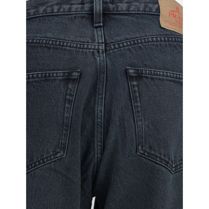 Black Cotton Straight-Leg Jeans