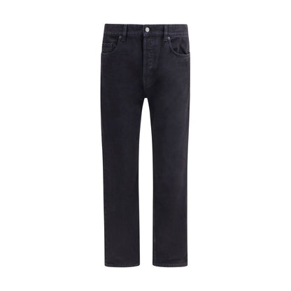 Black Cotton Straight-Leg Jeans