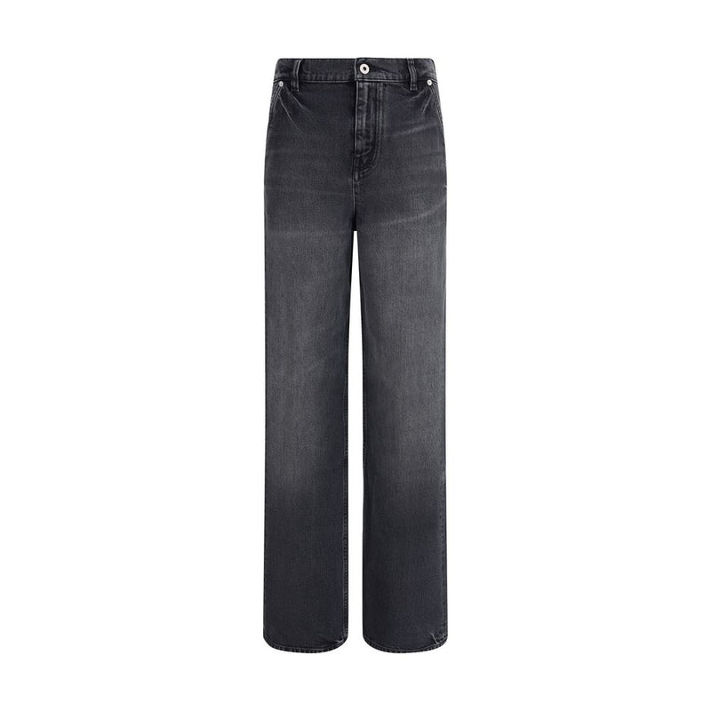 Black Cotton Straight-Leg Jeans
