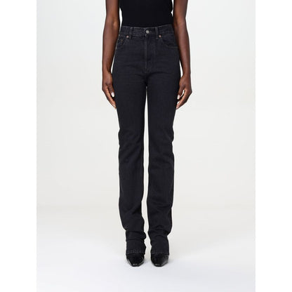 Black Cotton Straight-Leg Jeans